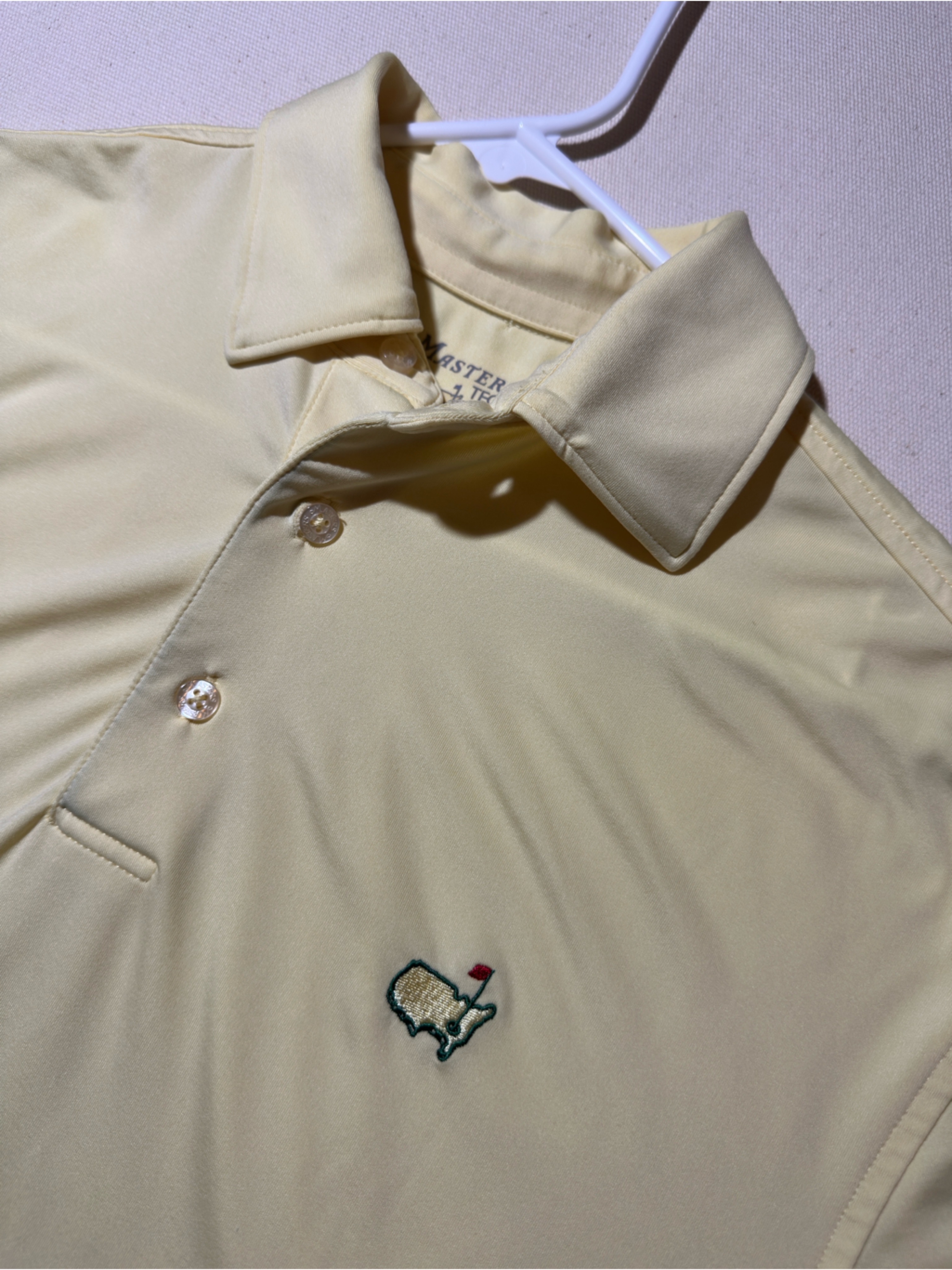 Mens Yellow Masters Golf Tournament Golf Polo With Embroidered Masters Logo